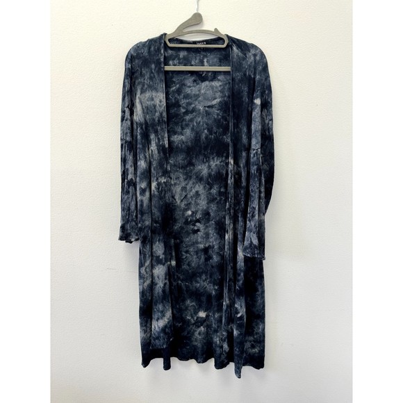 Torrid Tie Dye Blue Long Open Front Rayon Cardigan Size 1 - Picture 1 of 8